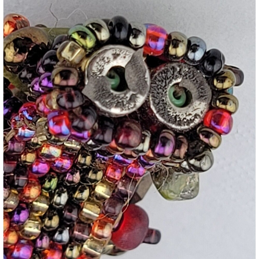 Chunky Tumbled Jasper Chip Iridized Pink Black Purple Micro Bead 7" Bracelet - Picture 8 of 12